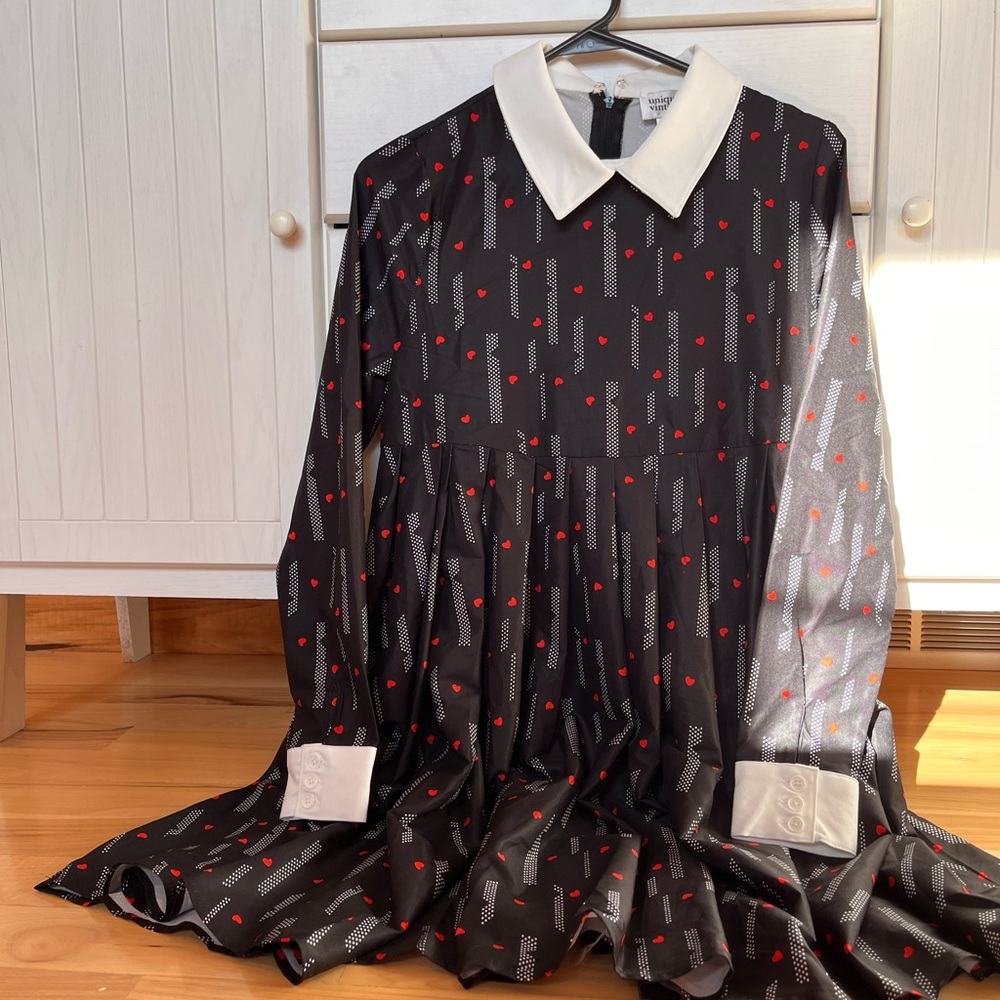 Unique Vintage Black and Red Mini Dress
